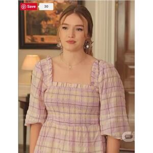 Ganni Seersucker Checked Blouse Size 8 (EU 40)